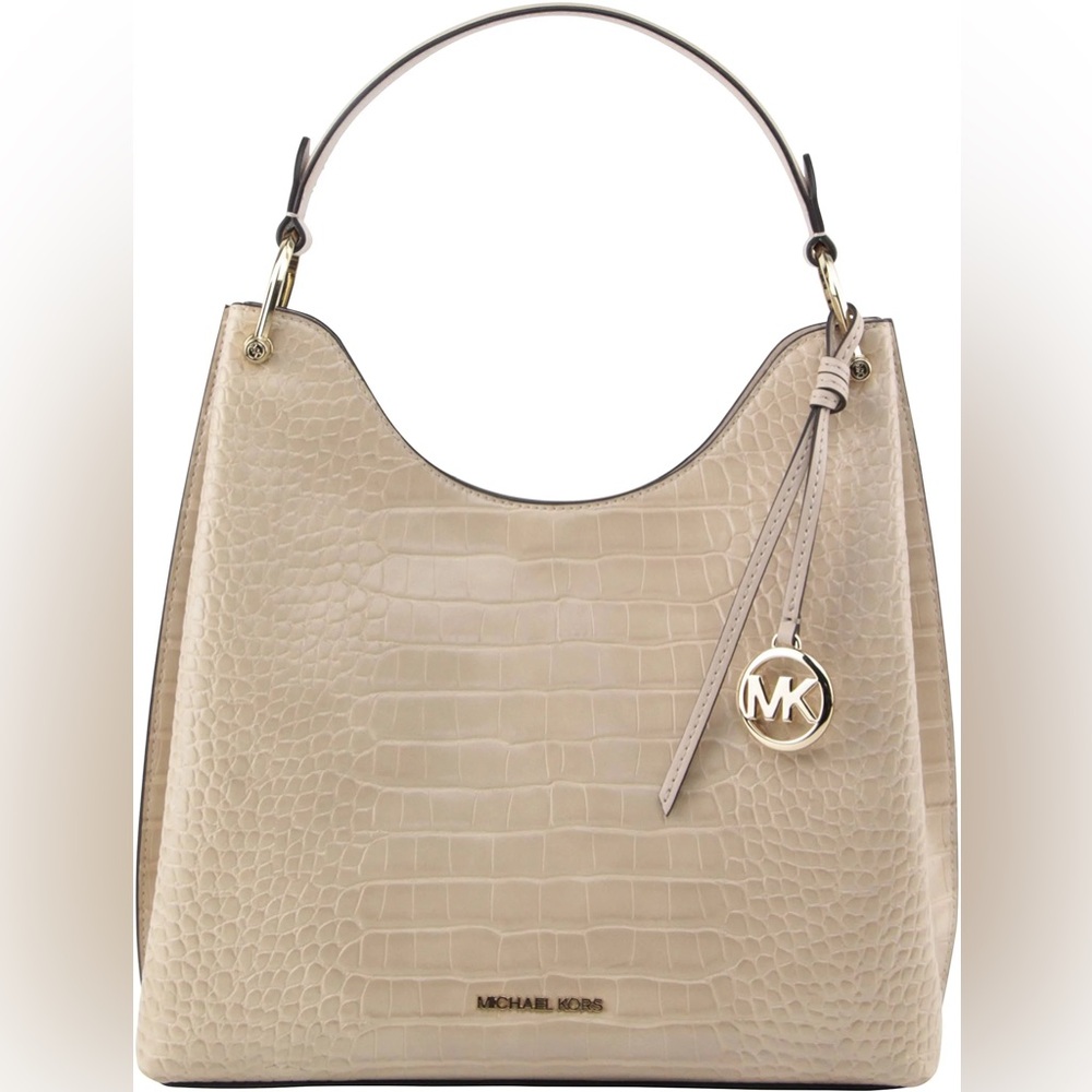 Michael Kors Beige Joan Crocodile-Embossed Leather Bag
